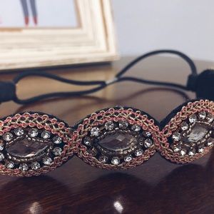 Rhinestone Headband Pink, Gold, Silver & Black